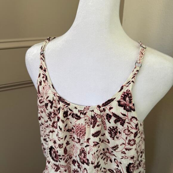 LOFT Lined Floral Silver Flecked Tiered Maxi Skirt and Sleeveless Top Size SP - Picture 7 of 12